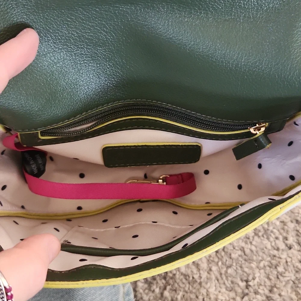 On 34th Green and Cream Women's Bag